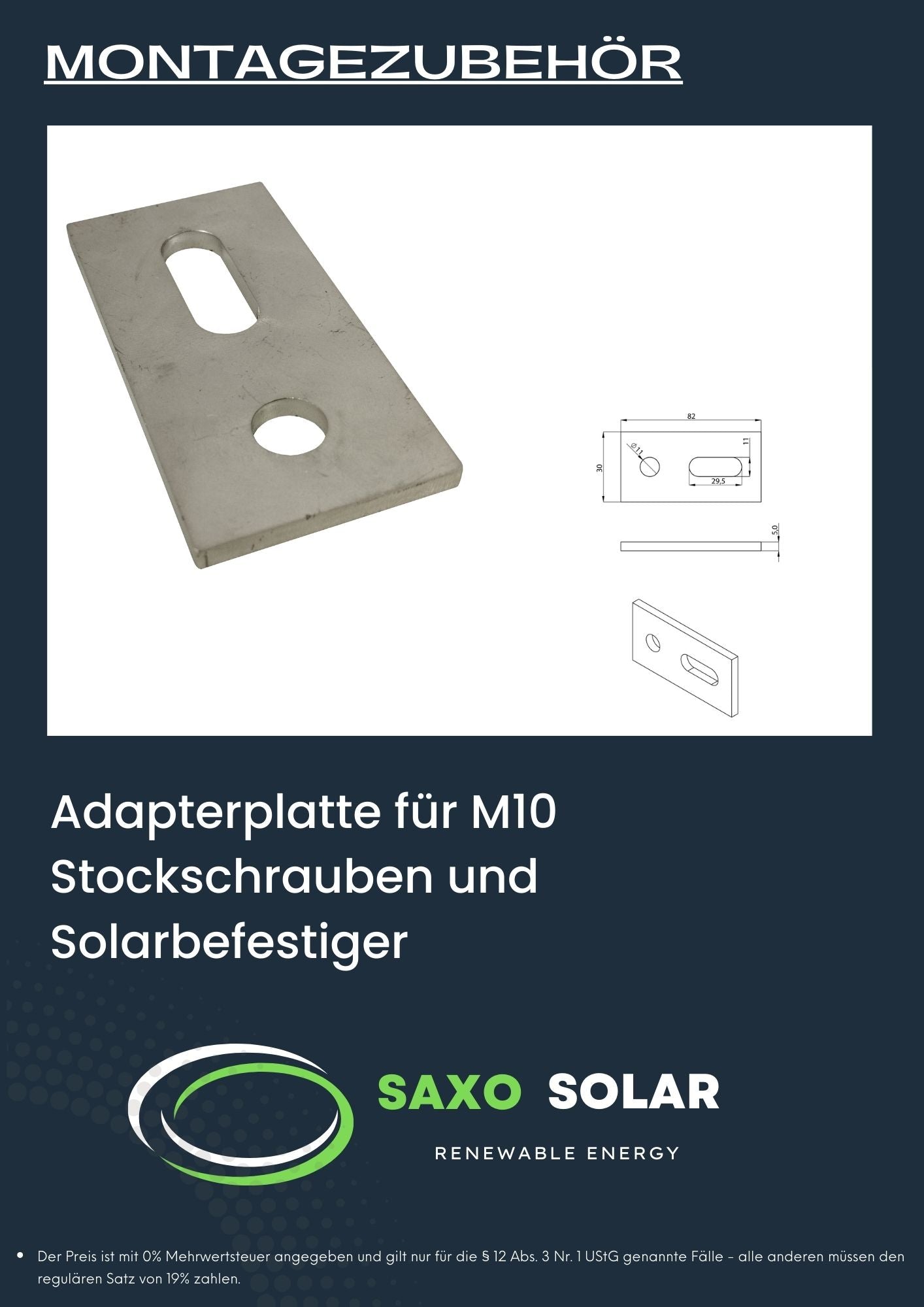 Adapterplatte A2 für Stockschraube M10