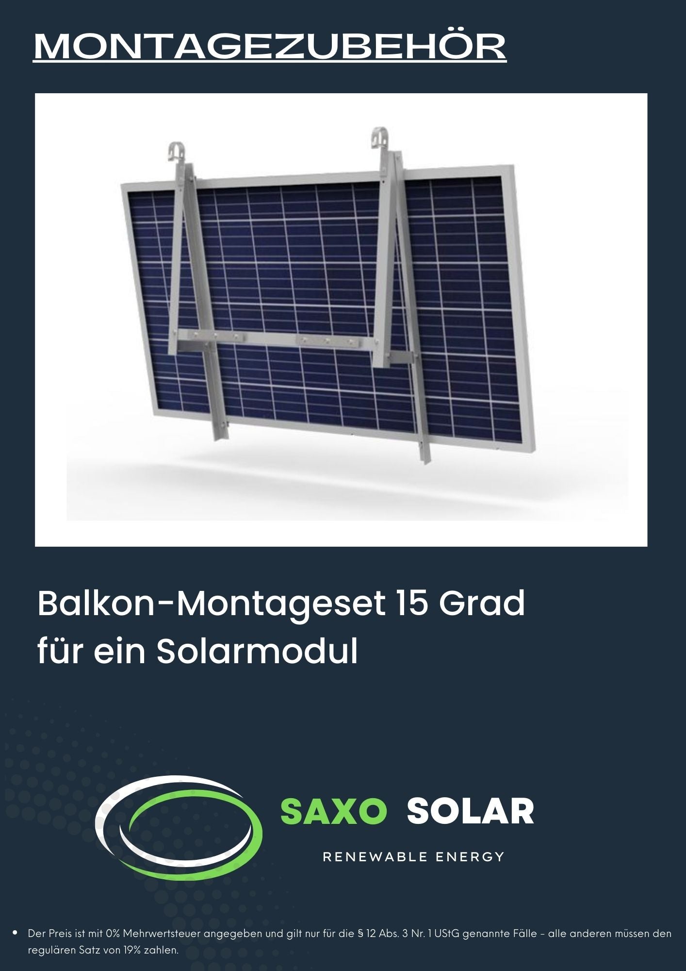 Balkon-Montageset 15 Grad für ein Solarmodul
