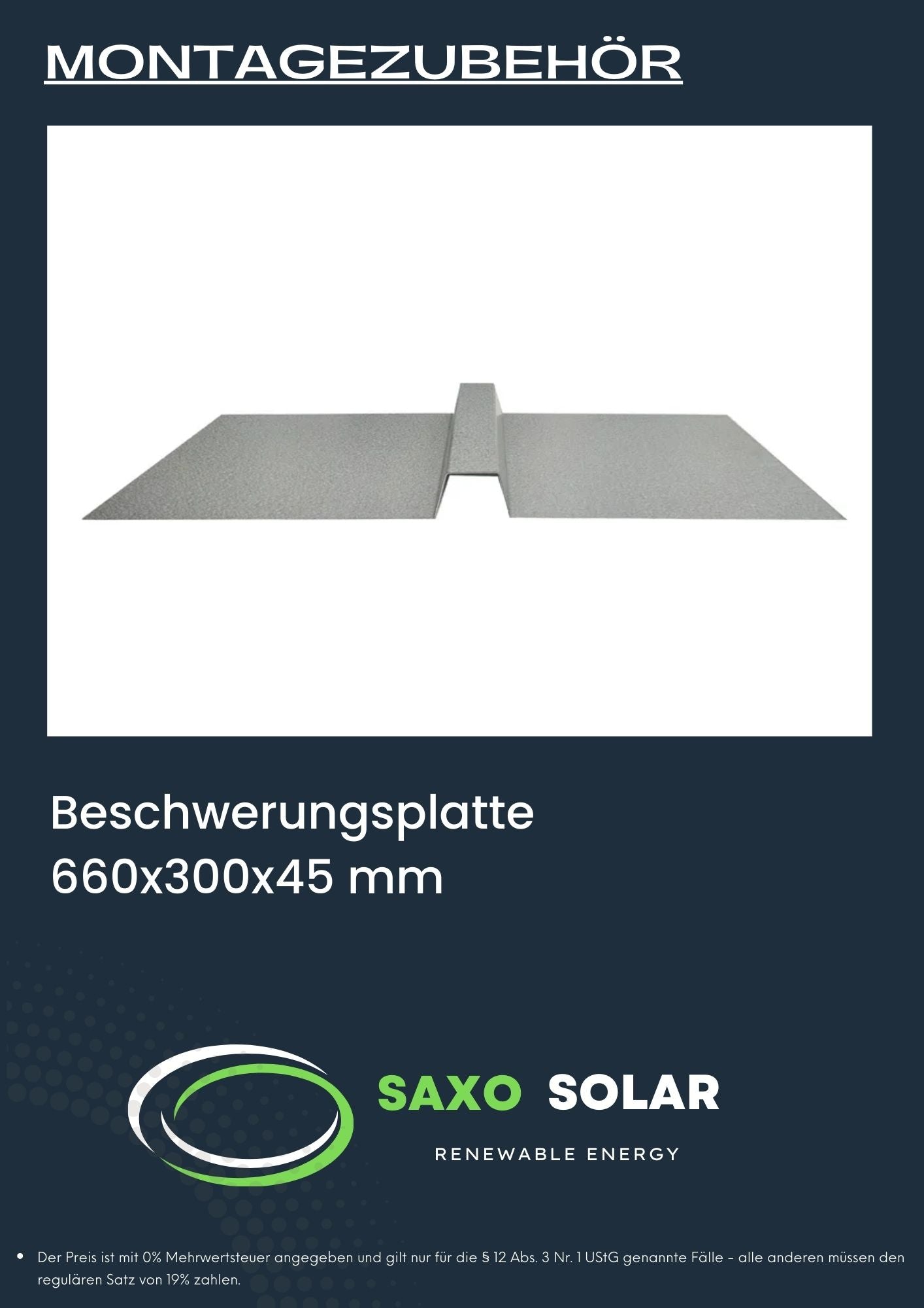 Beschwerungsplatte 660x300x45 mm