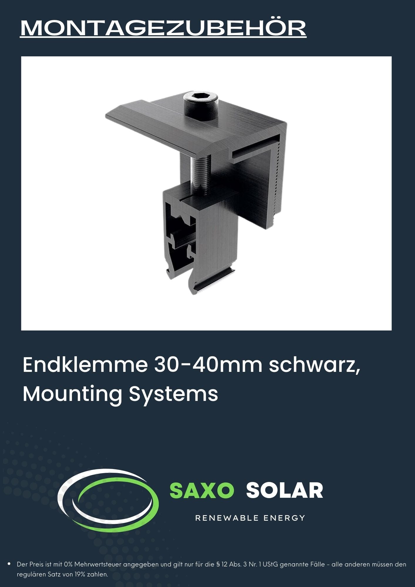 Endklemme 30-40mm schwarz, Mounting Systems