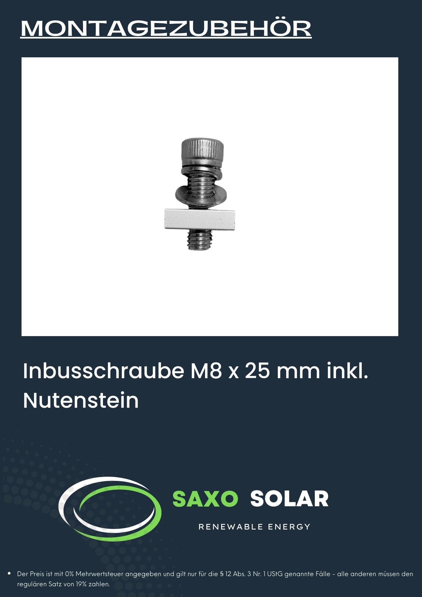 Inbusschraube M8 x 25 mm inkl. Nutenstein