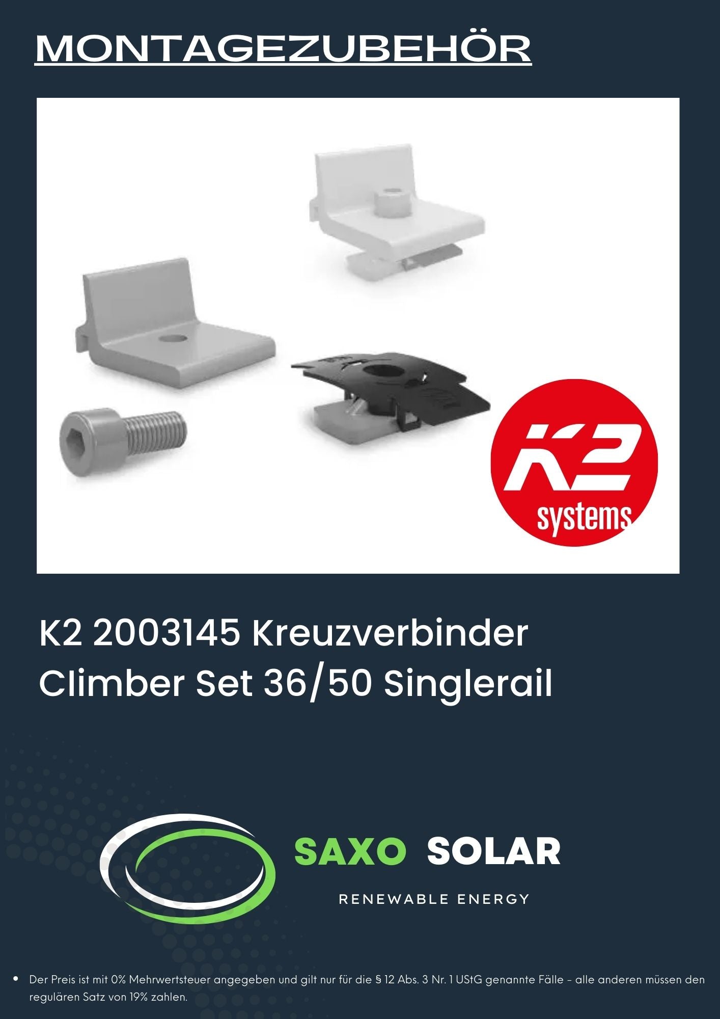 K2 2003145 Kreuzverbinder CIimber Set 36/50 Singlerail