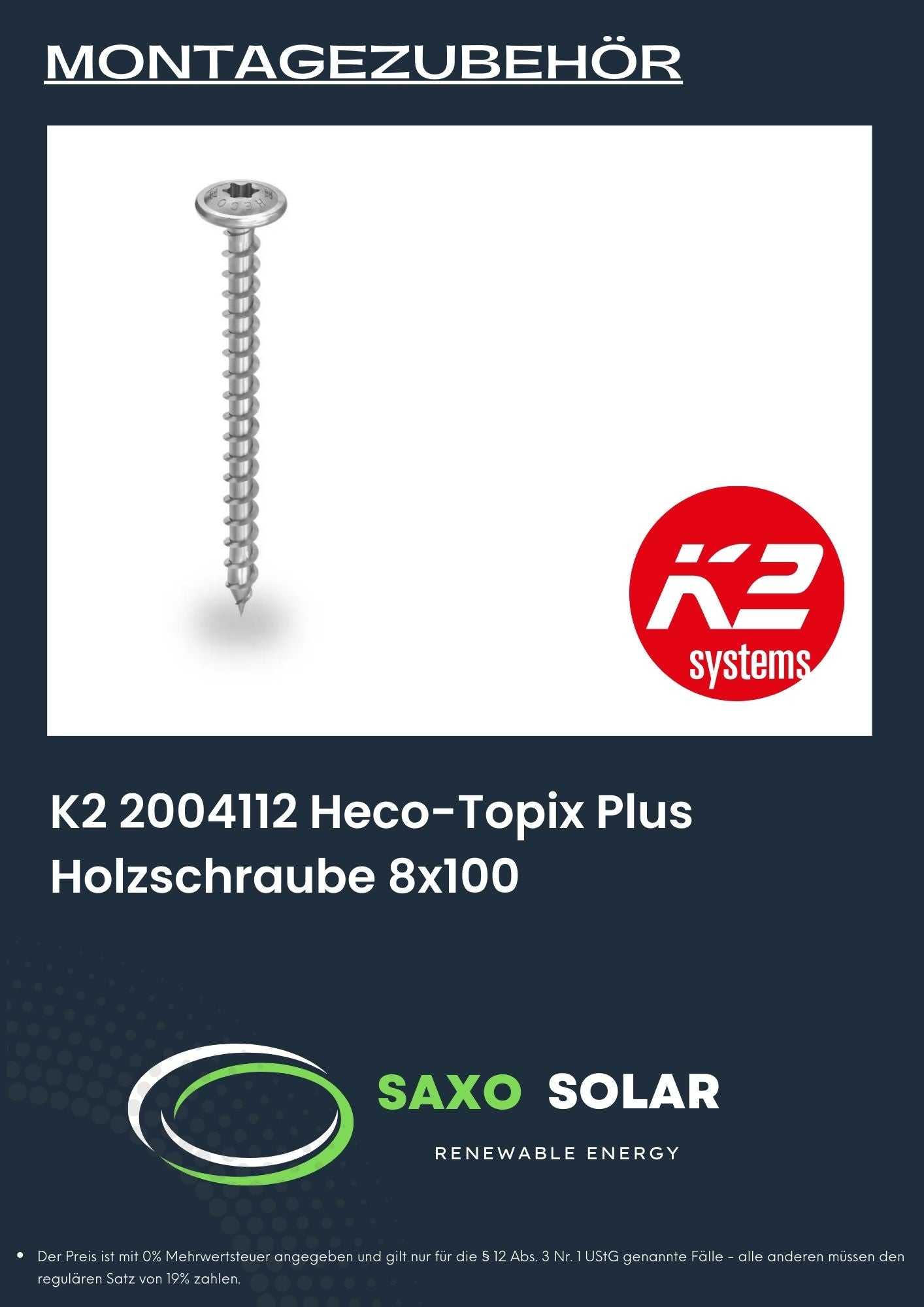 K2 2004112 Heco Topix Plus Holzschraube 8x100 Saxosolar k2-2004112-heco-topix-plus-holzschraube-8x100-saxosolar