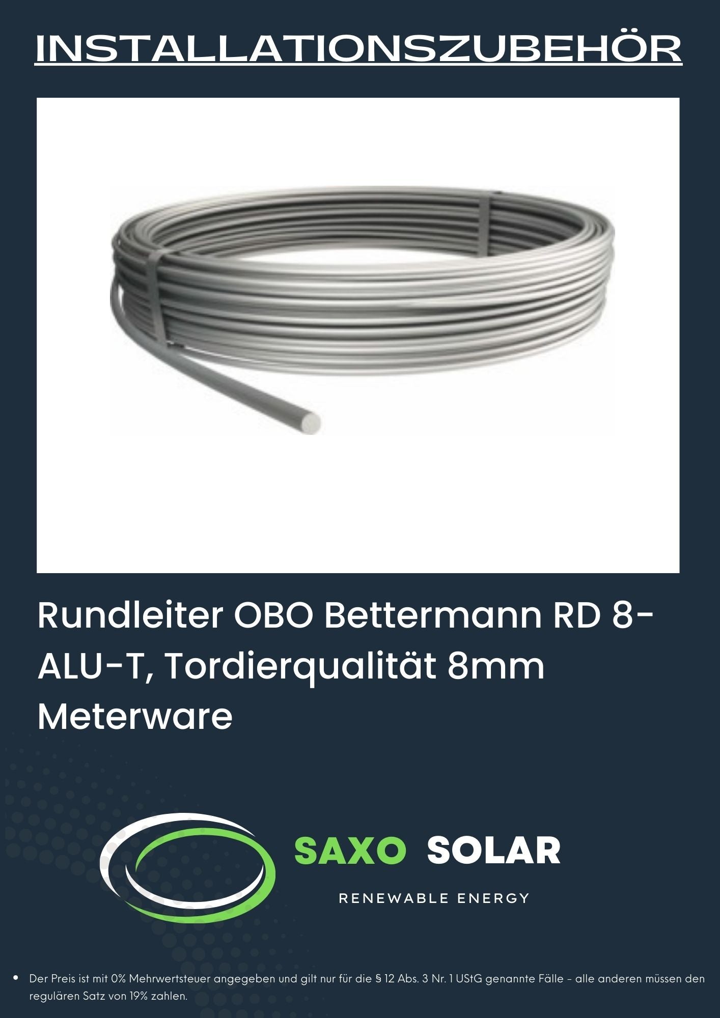 Rundleiter OBO Bettermann RD 8-ALU-T, Tordierqualität 8mm Meterware