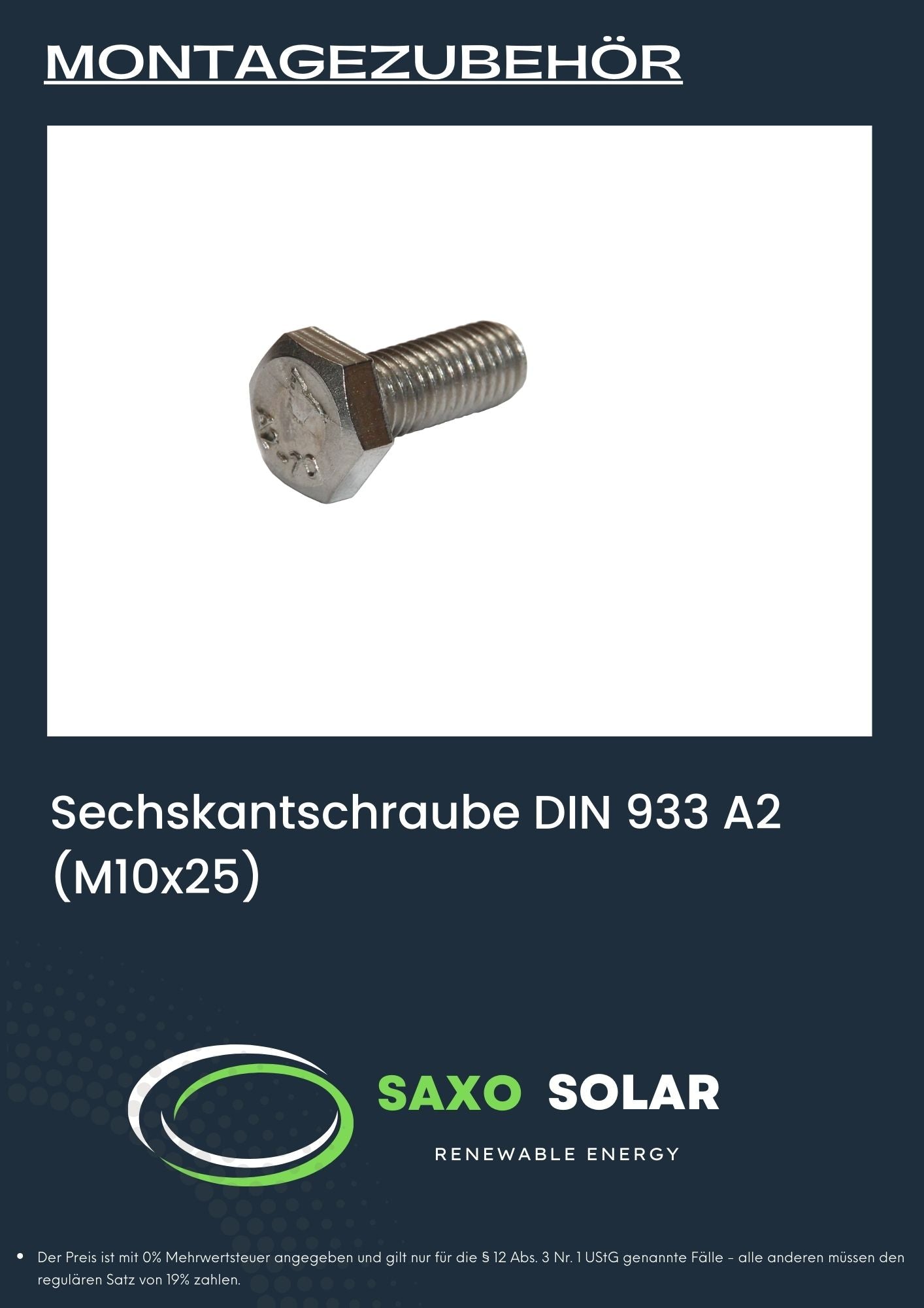 Sechskantschraube DIN 933 A2 (M10x25)
