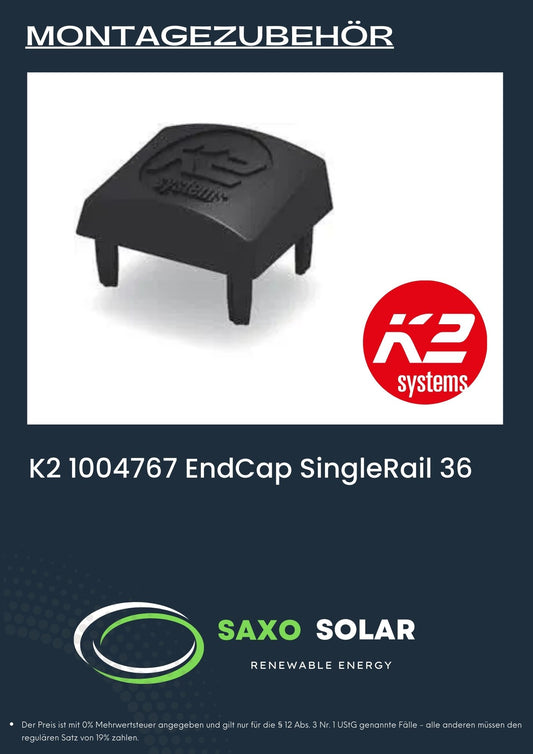 K2 1004767 EndCap SingleRail 36