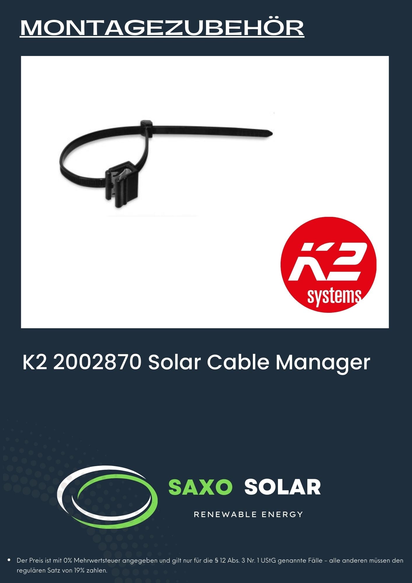 K2 2002870 Solar Cable Manager