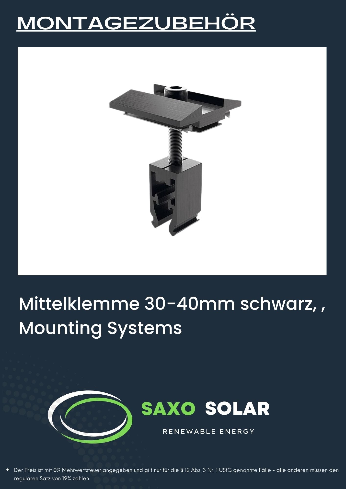Mittelklemme 30-40mm schwarz, , Mounting Systems