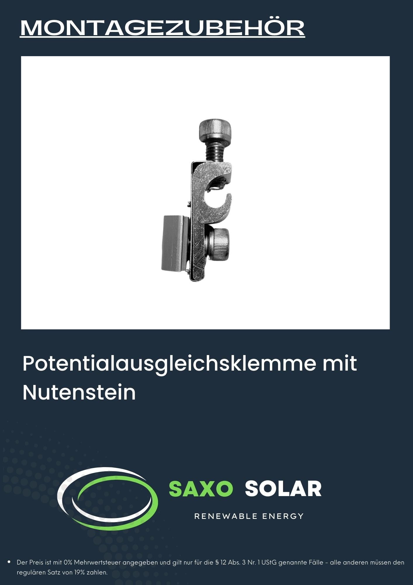 Potentialausgleichsklemme mit Nutenstein