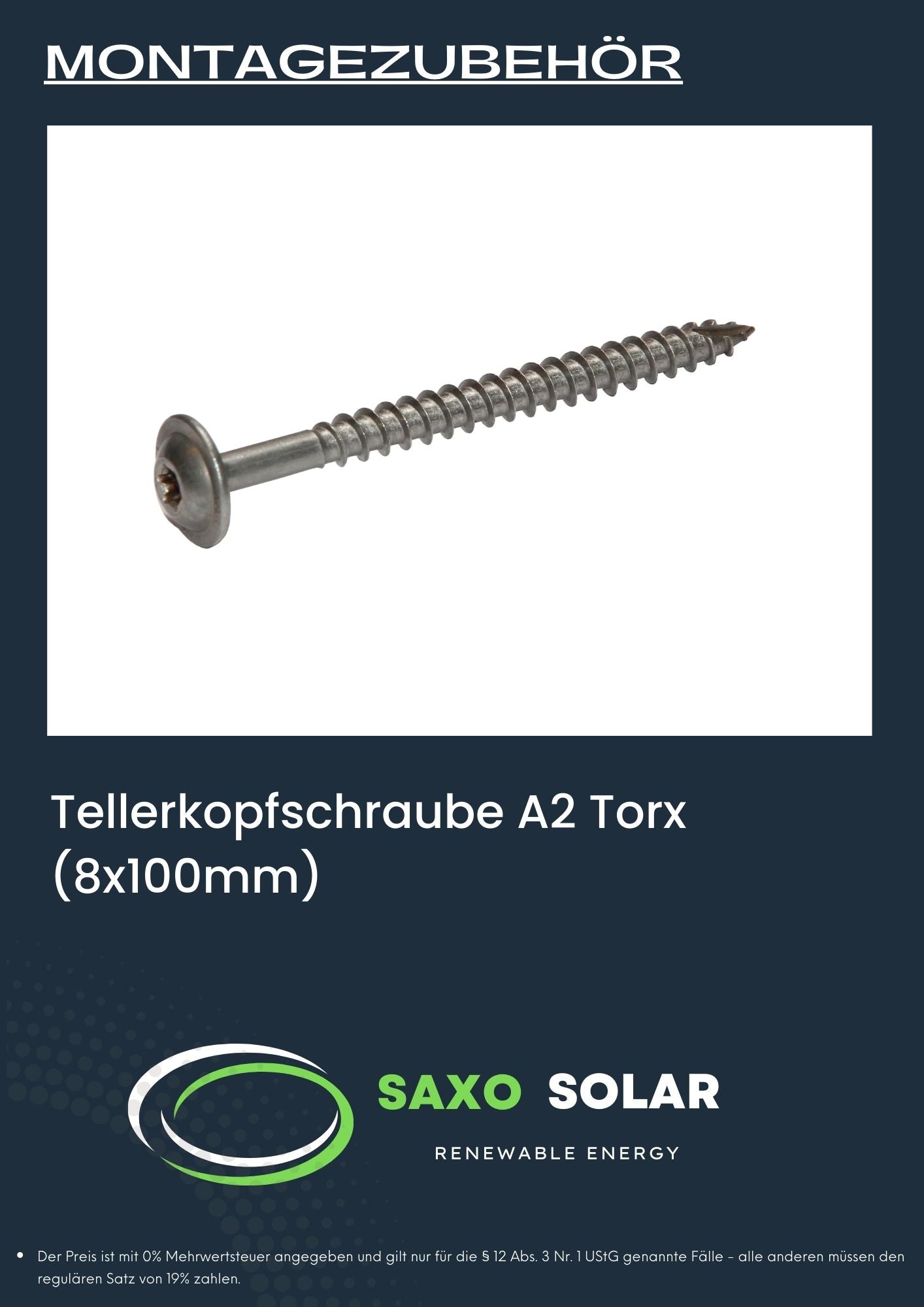 Tellerkopfschraube A2 Torx (8x100mm)
