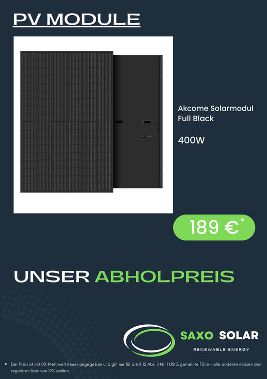 (G) Akcome Solar Modul All Black Half Cell 400 W Tier 1